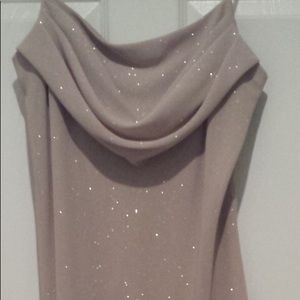 Tan & Glitter Full-Length Evening Gown Size 16